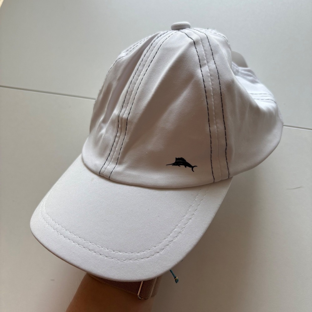 Tommy Bahama Baseball Cap Solid White Hat Adjustable Adultβ Sport Golf Logo